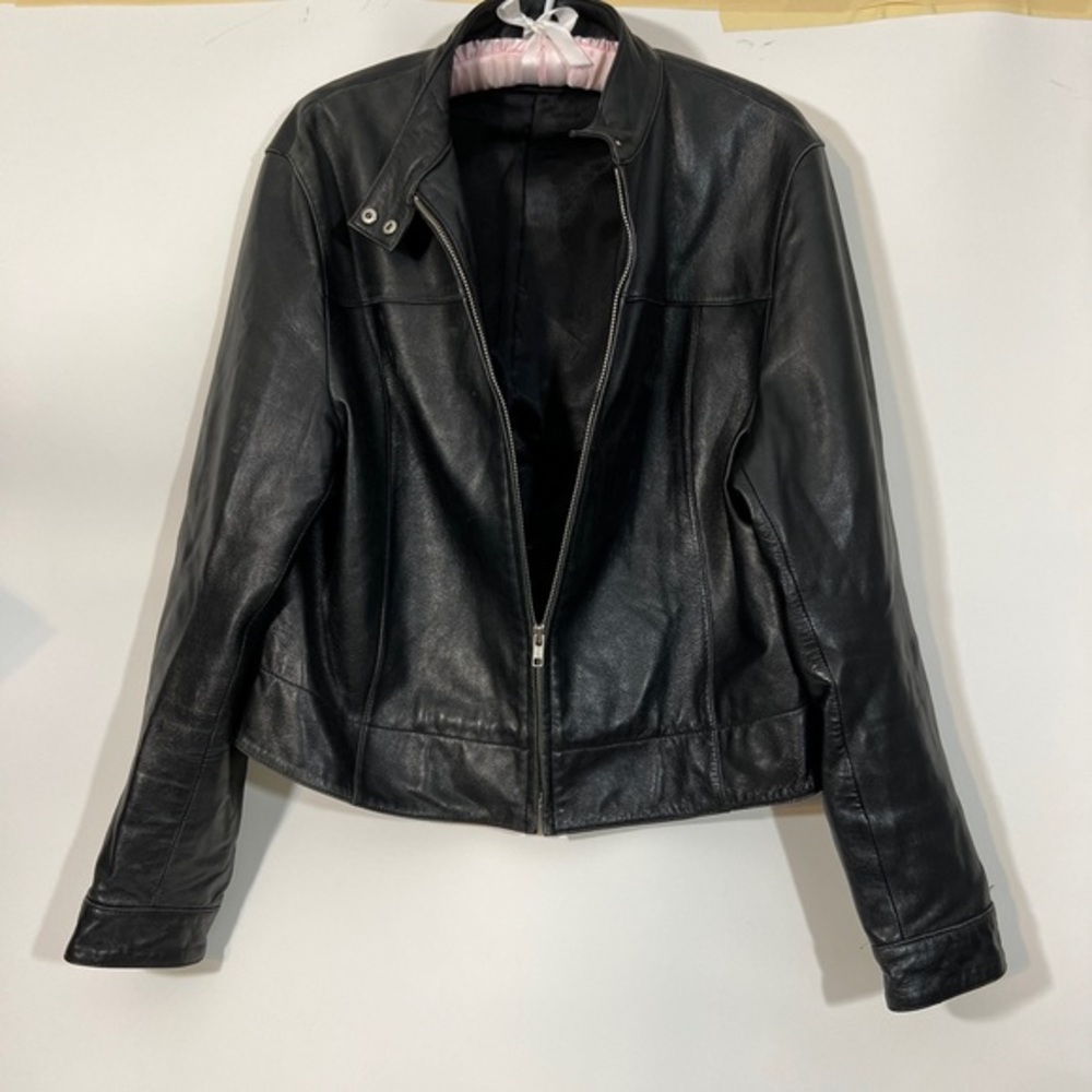 Mix‎ It Black Leather Biker Moto Jacket Size 16